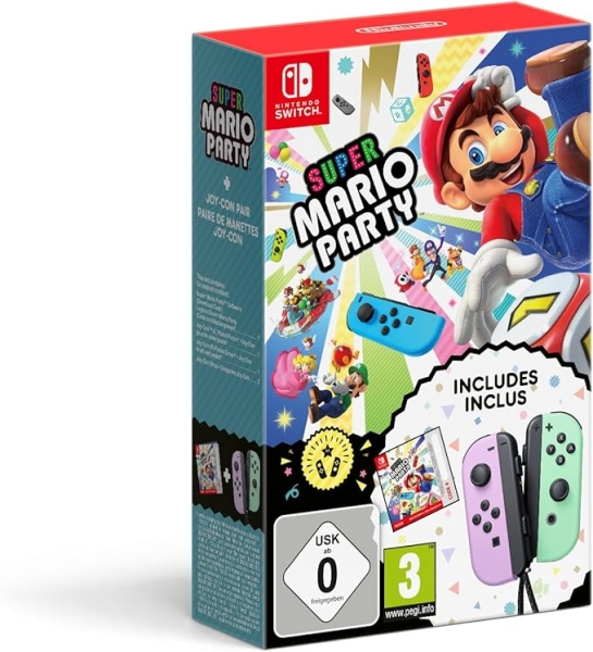 Nintendo Pack de Videojuego Mario Party y Set de 2 Mandos Joy-Con para Consola Nintendo Switch - Genero Party/Minijuegos - PEGI 3