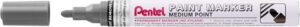 Pentel Paint Marker Marcador de Pintura - Punta Media 4.5mm - Permanente en todas las Superficies - Resistente a Luz y Agua - Cuerpo de Aluminio - Color Negro Perla