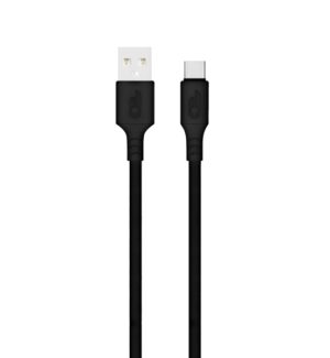 Blackbyte by Pedro Buerbaum Cable USB-A Macho a USB-C Macho de Silicona - Hasta 10W - 1 metro - 480Mbps - Diametro 3mm - Color Negro