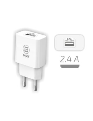TechOneTech Basik Cargador de Pared 1 Puerto USB-A 12W - Color Blanco