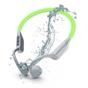 Energy Sistem VibeWave Auriculares Deportivos - Bluetooth 5.4 - Conexion Multipunto - Proteccion Contra Sudor y Salpicaduras - Diadema de Goma Secure-Fit - Microfono - 15h Autonomia - Iluminacion LED - Asistente de Voz - Color Gris