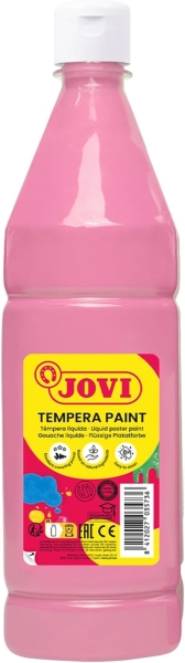 Jovi Tempera Paint Tempera Liquida 1000ml - Base Agua - Lista para Usar - Alto Poder Cubriente - Secado Rapido - Excelente Rendimiento - Facil Aplicacion - Color Rosa