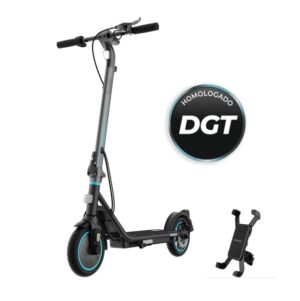 Cecotec Bongo Serie D20 Mobile Patinete Electrico - 250W - Autonomia 20km - Ruedas de 8.5” - Frenos Electricos y de Disco - Homologacion DGT - Soporte Movil - Velocidad Maxima 20km/h - Color Negro y Azul
