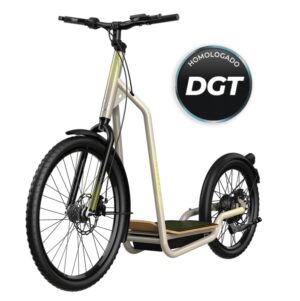 Cecotec Troton Patinete Electrico - Potencia de 1000W - Ruedas Grandes 20" y 26" - Autonomia 50km - Homologado por la DGT - Base XL de Madera - Frenos de Disco - Velocidad 25km/h - Color Beige