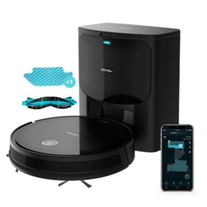 Cecotec Conga 2499 Ultra Home Advanced Robot Aspirador 4 en 1 con Base de Autovaciado - 2100Pa - Navegacion Giroscopica - Control App y Voz - Bolsa de 3L - Modo Turbo para Alfombras - Color Negro