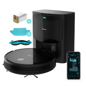 Cecotec Conga 2499 Ultra Home Titanium Robot Aspirador 3 en 1 con Base de Autovaciado - 2100Pa - Navegacion Giroscopica - Capacidad 3L - Control App - 6 Modos de Limpieza - Color Negro