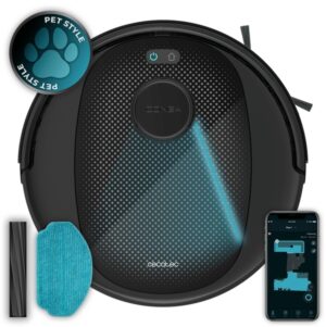 Cecotec Conga 7690 Immortal Max Robot Aspirador 4 en 1 - 5000Pa - Navegacion Precisa - Cepillo de Silicona Antienredos - Autonomia 220min - Ajuste de Agua Inteligente - Color Negro