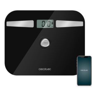 Cecotec Surface Precision 10200 Smart Healthy Black Bascula Corporal hasta 180kg - Energia sin Pilas - Bluetooth - 4 Sensores - Cristal Templado - Patas Antideslizantes - Autoapagado - Color Negro