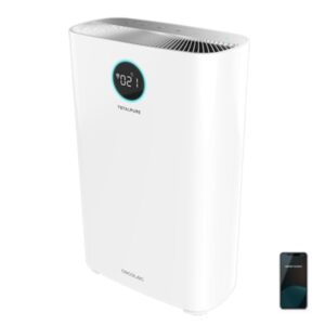 Cecotec TotalPure 2500 Connected Purificador de Aire - Potencia de 20W - Filtro de 3 Etapas - Cobertura hasta 65m3 - Control WiFi - Silencioso 54dB - Pantalla LED - Modo Noche - Color Blanco