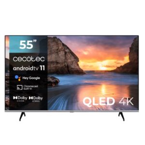 Cecotec V1 series VQU10055S Televisor Smart TV sin Marco de 55" QLED con Resolucion 4K UHD - Android TV 11 - Chromecast Integrado - HDR10 - Dolby Vision - Sonido Dolby Atmos - HDMI 2.1 - Color Negro