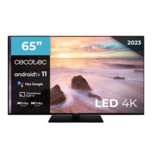 Cecotec A2Z series ALU20065ZS Televisor Smart TV sin Marco de 65" LED con Resolucion 4K UHD - Android TV 11 - Chromecast Integrado - Dolby Vision y Atmos - HDMI 2.1 - Proteccion Eye Safe - Color Negro