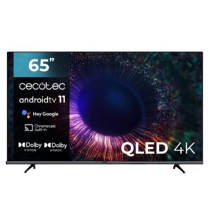 Cecotec V1+ series VQU11065+ Televisor Smart TV sin Marco de 65" QLED 4K UHD - Chromecast - Android TV 11 - Dolby Vision y Atmos - HDR10 - Tecnologia MEMC y Pure Move - Subwoofer Integrado - Color Negro