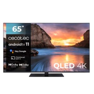 Cecotec V1Z+ series VQU11065Z+S Televisor Smart TV de 65" QLED 4K UHD - Android TV 11 - HDR10+ - Dolby Vision - Sonido Dolby Atmos - Subwoofer Integrado - Chromecast - Peana Rotativa - Color Negro