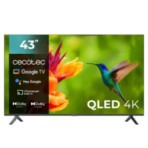 Cecotec V4 Series VQU40043S Televisor Smart TV sin Marco de 43" QLED 4K UHD - Procesador Cortex A55 - Dolby Vision and Atmos - Google TV - HDMI 2.1 - USB 3.0 - Gama Cromatica Ampliada - Color Negro