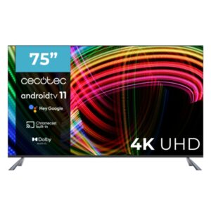 Cecotec A3 series ALU30075S Televisor Smart TV de 75" LED 4K UHD - Android TV 11 - Dolby Vision and Atmos - HDMI 2.1 - Chromecast Integrado - Modo Reunion y Hotel - Procesador Cortex A55 - Color Negro