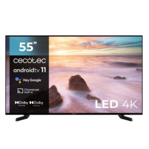 Cecotec A2 series ALU20055 Televisor Smart TV de 55" LED con Resolucion 4K UHD - Android TV 11 - Chromecast Integrado - Formato sin Marco - Dolby Vision y Atmos - HDR10+ - HDMI 2.1 - Color Negro