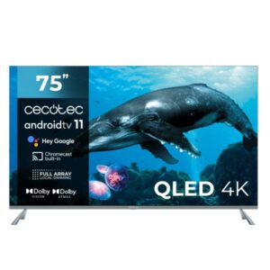 Cecotec V2 series VQU20075 Televisor Smart TV de 75" QLED con Resolucion 4K UHD - Android TV 11 - Dolby Vision and Atmos - HDR10 - HDMI 2.1 - Chromecast Integrado - Procesador Cortex A55 - Color Negro