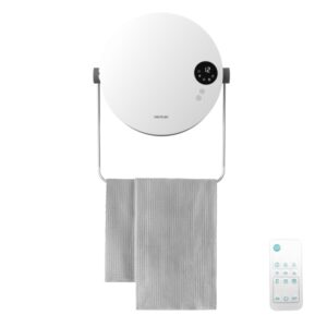 Cecotec ReadyWarm 2000 Round Calefactor Ceramico de Pared - Potencia de 2000W - Control Remoto Incluido - Ajuste de Temperatura - Temporizador de 12h - Cuelgatoallas - Proteccion IP22 - Color Blanco