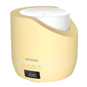 Cecotec PureAroma 500 Smart SunLight Humidificador de Aromaterapia - Capacidad 500ml - Pantalla LED - Temporizador 12h - 3 Modos de Vapor - Funcion Despertador - Cobertura 30m2 - Color Amarillo Pastel