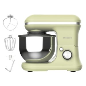 Cecotec Cecomixer Merenge Batidora Amasadora - Motor Reforzado y Proteccion Termica - Bol de Acero Inoxidable 5L - Movimiento Planetario - 6 Niveles de Potencia - Vintage Cromado - Color Menta