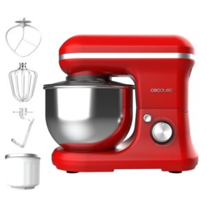 Cecotec Cecomixer Merenge Batidora Amasadora - Amasadora Multifuncion - Bol de Acero de 5L - Funcion para Hacer Helados - Movimiento Planetario - Vintage Cromado - 6 Niveles de Potencia - Color Rojo