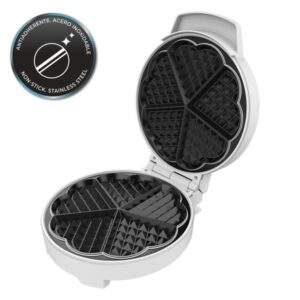 Cecotec Fun Gofrestone Sweetie Gofrera - Potencia de 1000W - Revestimiento Antiadherente - Placa Circular de 19cm - Indicador Luminoso - Material Acero Inoxidable - Color Blanco