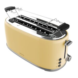 Cecotec Toast and Taste 1600 Retro Double Tostadora de Doble Ranura Larga - 1630W - Capacidad para 4 Rebanadas - Ranura Ancha - Acero Inoxidable - Bandeja Recogemigas - Color Beige