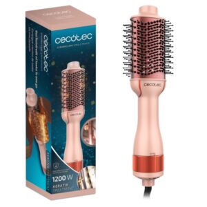 Cecotec CeramicCare Single Peach Cepillo Alisador - Revestimiento Ceramica y Queratina - Cuidado Del Cabello - Brillo y Elasticidad - Profesional - Cable Rotativo 360º - Colgador en Cable - Color Rosa