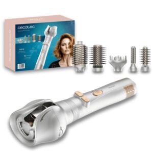 Cecotec CeramicCare 6in1 Gyro Cepillo Alisador - 1100W - Funcion Rotativa - Incluye 6 Accesorios - 5 Ajustes de Temperatura - Funcion Memoria - Ergonomico - Tecnologia Protectora - Color Blanco