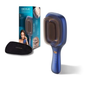 Cecotec HairCare Revitalize Blue Cepillo Reparador de Cabello - Multifuncional - Masaje Vibratorio - Emision de Iones Negativos - Microcorrientes EMS - Luz LED - Laser LLLT- Color Azul Marino