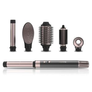 Cecotec Bamba CeramicCare AirGlam Moldeador de Cabello - 6 Cabezales Intercambiables - Revestimiento Ceramico - Control de Temperatura - Funcion Aire Frio - Iones Negativos - Color Negro y Rosa