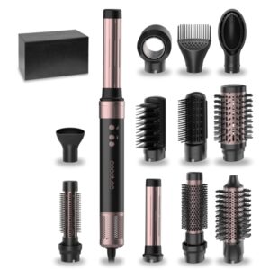 Cecotec Bamba CeramicCare 12in1 AirGlam Moldeador de Cabello Profesional - 1400W - Alisa y Moldea Eficazmente - Funcion de Limpieza Automatica - Estuche de Cuero - Color Negro y Rosa