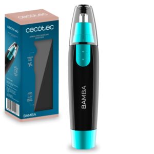 Cecotec Bamba PrecisionCare NoseTrim Cortapelos Inalambrico - Cuchilla de Acero Inoxidable - Ergonomico - Tapa Protectora Incluida - Portatil y Facil de Usar - Funciona con Pilas - Color Negro y Azul
