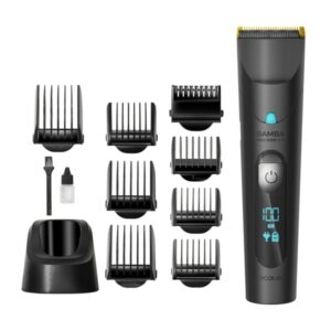 Cecotec Bamba Precisioncare Wet and Dry Cortapelos Inalambrico - Cuchillas de Titanio - 120min de Autonomia - IPX6 Resistente al Agua - 8 Peines Guia - Pantalla LED - Bloqueo de Seguridad - Color Negro