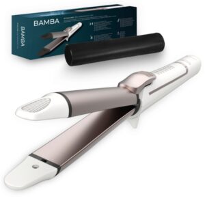 Cecotec Bamba RitualCare 1000 HidraProtect Plancha de Pelo 2 en 1 - Bateria de 600mAh - 75min de Uso - Iones Negativos - Selector Tactil - Temperatura de 140 a 220°C - Color Blanco y Rosa
