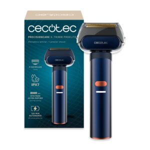Cecotec PrecisionCare X-Trimm ProElite Afeitadora Inalambrica - Cuerpo de Aluminio - 8500rpm - Bateria 1300mAh - Cuchillas de Titanio - 3 Velocidades - IPX7 - Bloqueo de Seguridad - Color Azul Marino