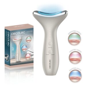 Cecotec FaceCare Face and Neck Pro Cepillo de Fototerapia Facial - Rostro y Cuello - 3 Modos - Luz LED - 5 Niveles de EMS - Vibracion y Calor - Temporizador - Funcion Memoria - Color Blanco