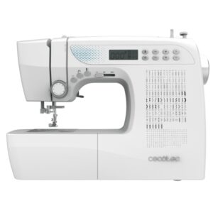 Cecotec BelleCouture 21500 Maquina de Coser Profesional - Pantalla LCD - 215 Puntadas Variadas - Enhebrado Automatico - Luz LED - Doble Elevacion Del Prensatelas - Accesorios Incluidos - Color Blanco