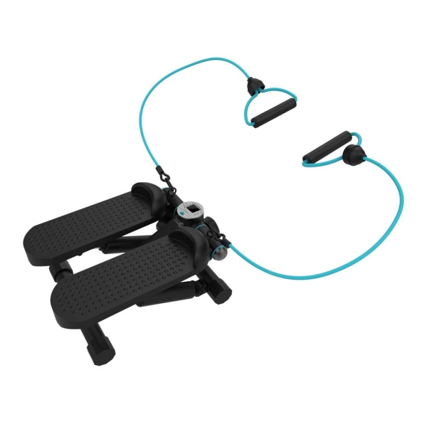 Cecotec Drumfit StepTrain 1000 Band Stepper Compacto con Bandas Elasticas - Pantalla LCD - Resistencia Regulable Manualmente - Pedales Antideslizantes - Compacto - Soporta hasta 100kg - Color Negro