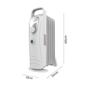 Cecotec ReadyWarm 500 Space White Radiador de Aceite con 5 Modulos de 100x330mm - 500W - Calor Homogeneo - Transporte Facil con Mango - Sistema de Seguridad contra Sobrecalentamiento - Color Blanco