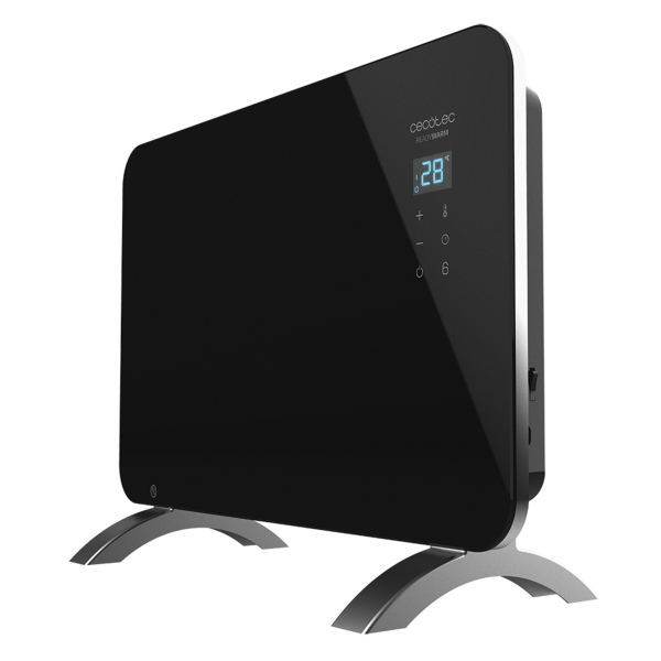 Cecotec Ready Warm 6670 Crystal Connection Convector de Cristal Templado - 1000W - Cobertura hasta 10m2 - Control Wi-Fi - LED Tactil - 2 Niveles de Potencia - Autoapagado - 60x24x43cm - Color Negro