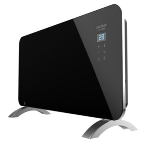 Cecotec Ready Warm 6720 Crystal Connection Convector de Cristal Templado - 1500W - Cobertura hasta 15m2 - Control Wi-Fi - LED Tactil - 2 Niveles de Potencia - Autoapagado - 55x12.5x103cm - Color Negro
