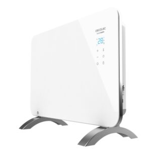 Cecotec Ready Warm 6650 Crystal Connection Convector de Cristal Templado - 1000W - Cobertura hasta 10m2 - Control Wi-Fi - LED Tactil - 2 Niveles - Seguridad y Proteccion - 60x7x43cm - Color Blanco