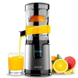 Cecotec Essential TowerAdjust Easy Steel Exprimidor Electrico Automatico - 140W - Capacidad 0.35L - Filtro y Cono - Sistema Antigoteo - Base Antideslizante - Apto para Lavavajillas - Acero Inoxidable