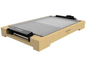 Cecotec Tasty and Grill 2000 Bamboo MixStone Plancha Electrica - 2000W - Grill y Plancha - Antiadherente - Bambu Natural - Termostato - Apta para Lavavajillas - Bandeja Recogegrasas - Color Madera Claro