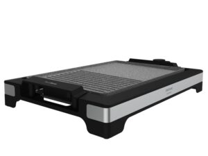 Cecotec Tasty and Grill 2000 Inox MixStone Plancha Electrica - 2000W - Antiadherente - Termostato Regulable - Acabado en Acero Inoxidable - Bandeja Recogegrasas - 37.5x24.5cm - Color Negro
