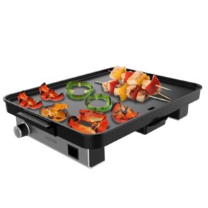 Cecotec Magnet 1800 Plancha Electrica - 1800W - Placa de Aluminio con Teflon - Termostato Regulable - Bandeja Recogegrasas - Piezas Desmontables - Apta para Lavavajillas - 40x30cm - Color Negro