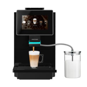Cecotec Cremmaet Touch OCS Cafetera Automatica Compacta - 1500W - Pantalla Tactil de 7" - Molienda Ceramica - 9 Niveles - Deposito Agua 2L - Autolimpieza - 19bar - Tanque de Leche de 600ml - Color Negro