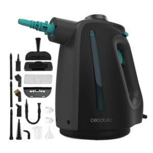 Cecotec Hydrosteam 1300 Rapid Max Limpiador a Vapor - 1350W - Calentamiento en 30seg - Tanque de 550ml - Presion 3bar - Caudal 32g/min - Kit 16 Accesorios - Uso Continuo 16min - Color Negro