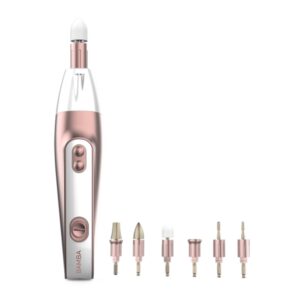Cecotec Bamba PinkyCare 700 Perfect Nails Set de Manicura 7 en 1 - Cinco Velocidades - Cabezales Surtidos - Ergonomico y Manejable - Luz Frontal - Estuche de Viaje - Color Blanco y Rosa